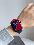 New Style Dual Colour Silicon Watch Band 44/45/46/49 mm (Navy Blue/Red)