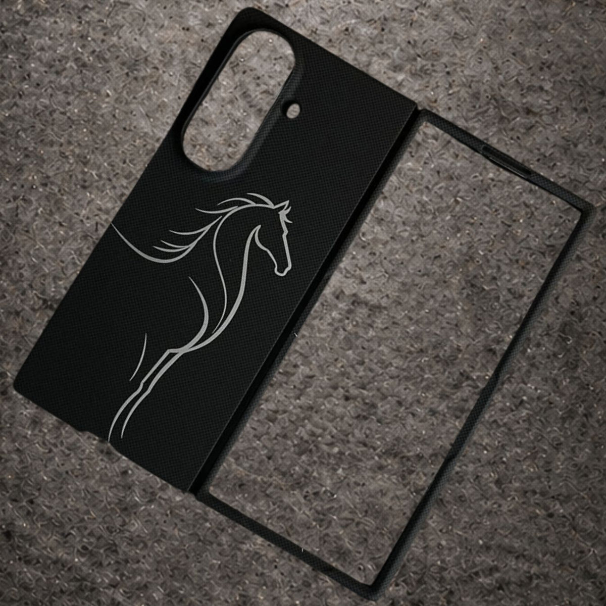 Luxo Carbon Texture Horse Design Slim Magsafe Case