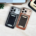 MagLock Metal & Leather MagSafe Wallet Mobile Case by CoverMeUp
