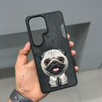 Nimmy Premium Embroidered Leather Case - NIMMY DOG SAMSUNG CASE-BLACK PUG ( No. 3238 ) - Style 2