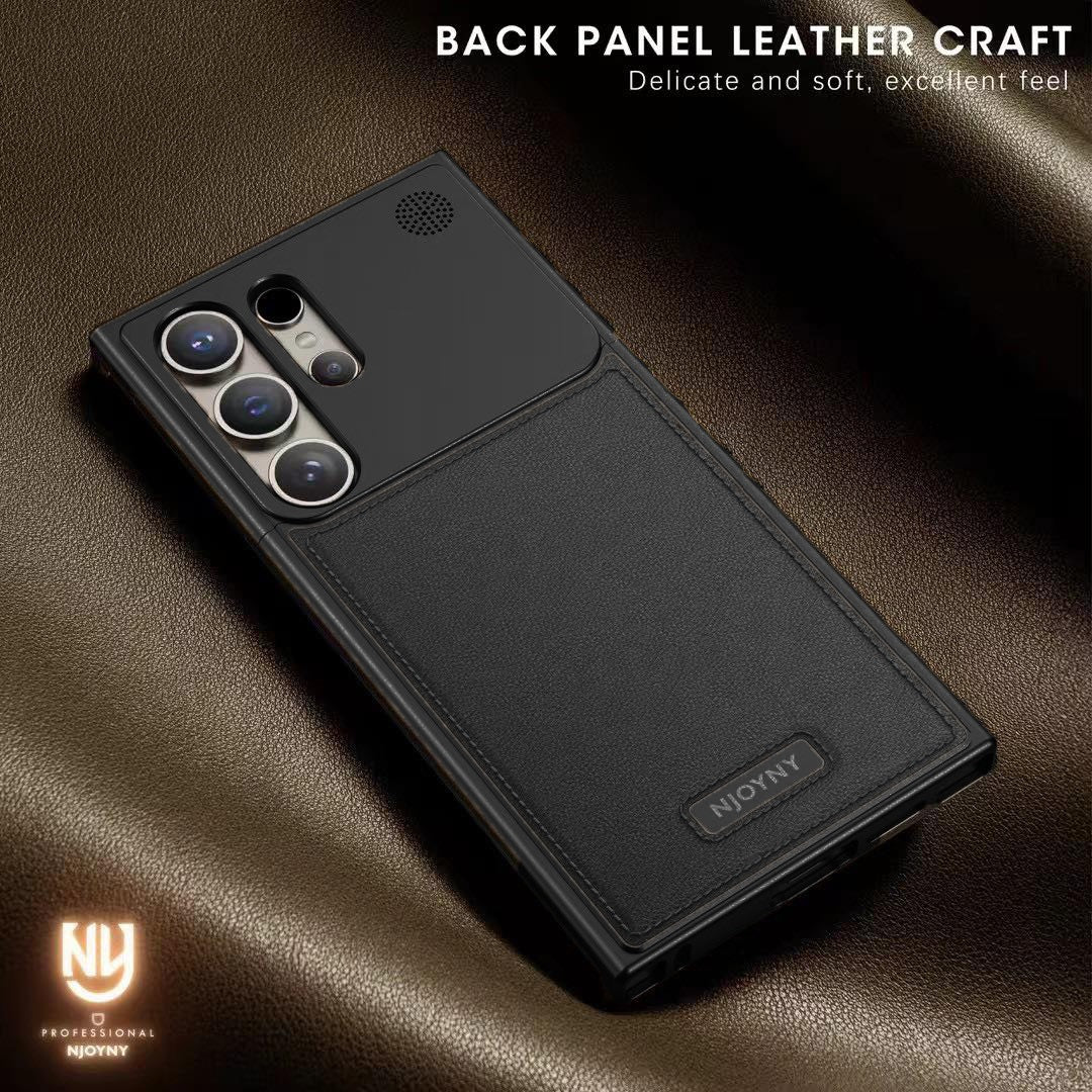Samsung Galaxy S24 Ultra Aero Flex Metal Frameless Leather Case with Built-in Magsafe & Aroma - Black Mobile Case by CoverMeUp