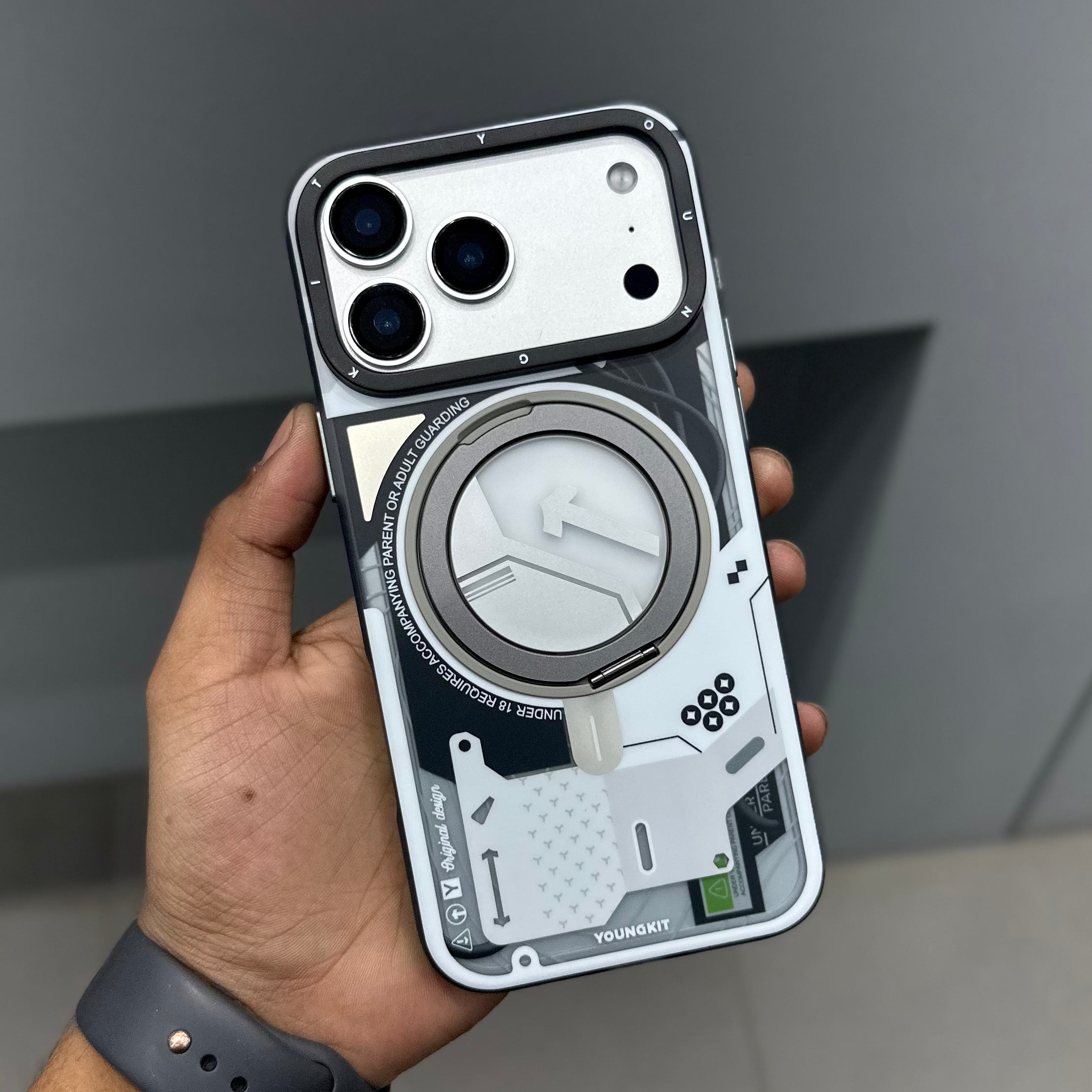 YOUNGKIT CYER WITH STAND MAGSAFE CASE - WHITE ( No. 3116 ) Mobile Case by CoverMeUp