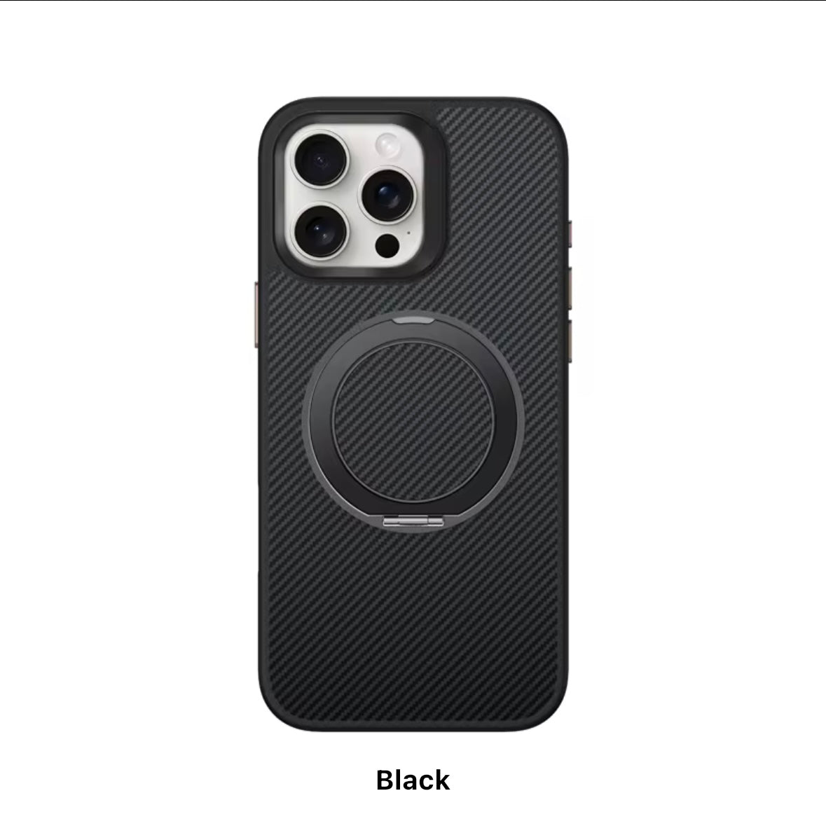 Protective Apple iPhone Back Cover - Carbon Fiber MagSafe with Stand iPhone Case - Style 2