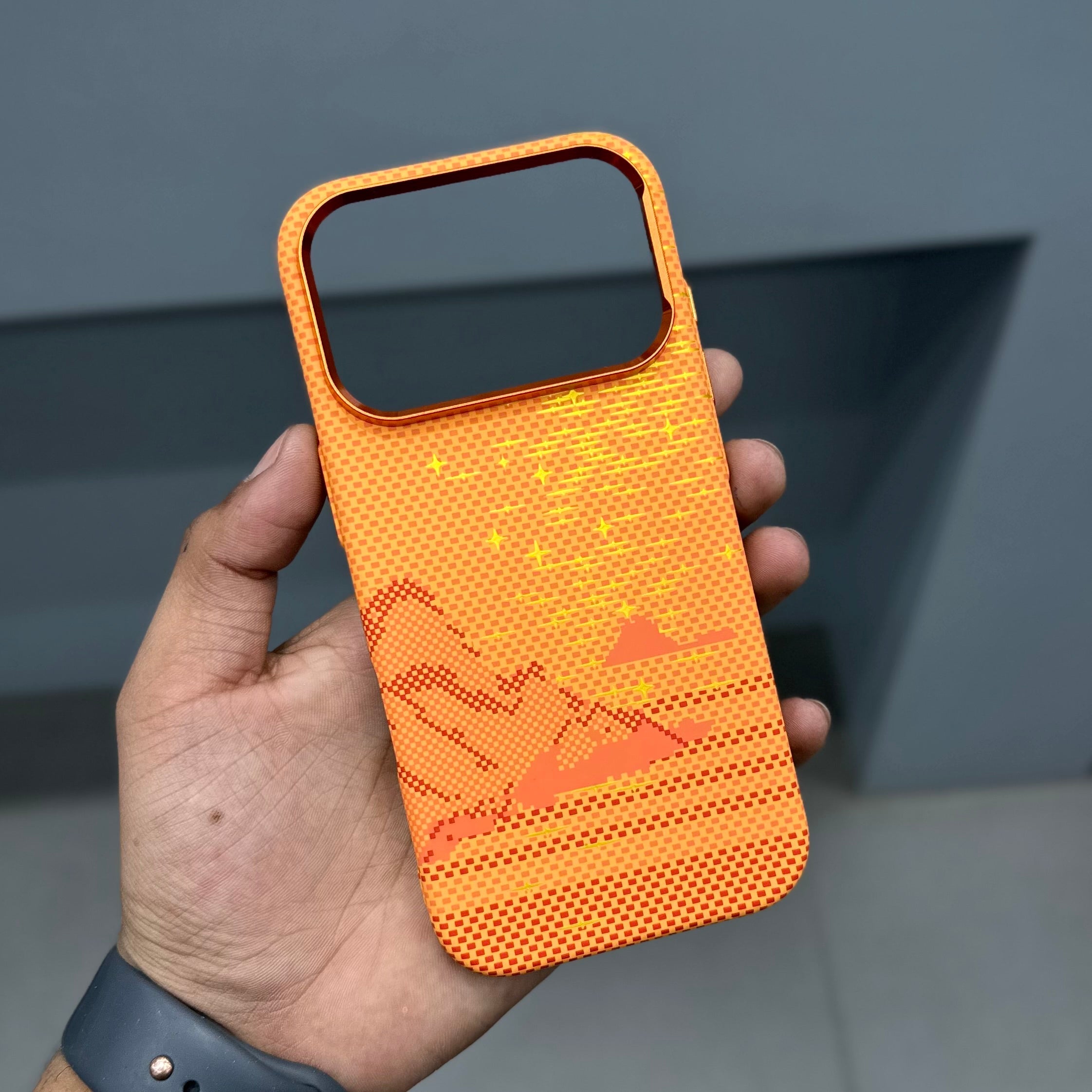 LUXO CARBON CASE - ORANGE STAR ( No. 3163 ) Mobile Case by CoverMeUp - Style 3