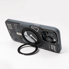 Protective Apple iPhone Back Cover - YOUNGKIT Cyberpunk 360° Rotation Ring Stand Case for iPhone 16 - Style 4