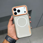 Nimmy Premium Embroidered Leather Case - NIMMY MAGSAFE CASE - GREY ORANGE ( No. 2619 ) - Style 2