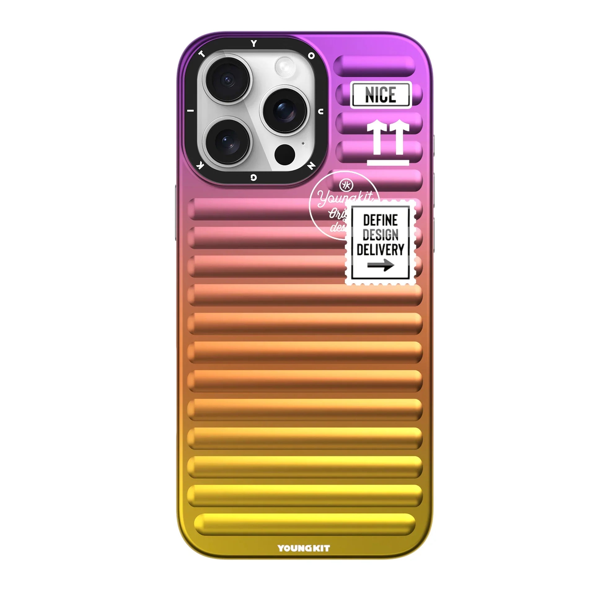 Protective Apple iPhone Back Cover - YOUNGKIT Aurora Luggage Series True Colour Case for iPhone 16 Pro (Sunset Red Glow)