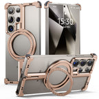 Samsung Galaxy S25 Ultra Frameless Metal Shockproof Bumper Case with Magsafe & 360° Rotatable Ring Kickstand - Desert Mobile Case by CoverMeUp