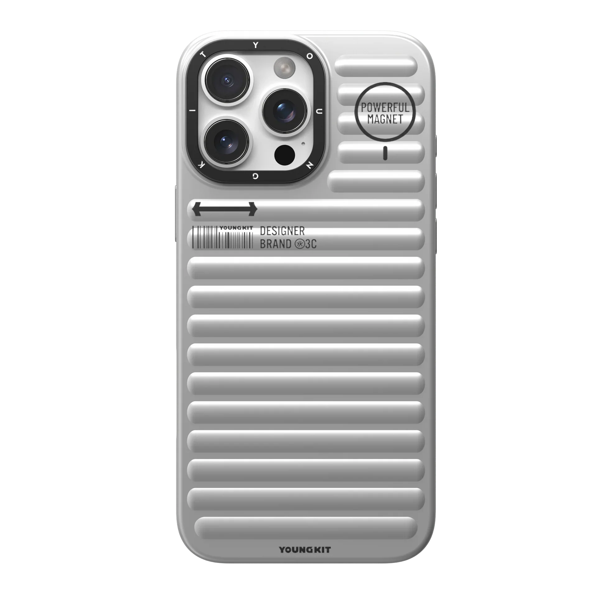 Protective Apple iPhone Back Cover - YOUNGKIT Luggage Series True Colour Case for iPhone 16 Pro (Silver)
