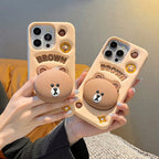 3D Samsung Teddy Bear Phone Pre-Order Holder Stand Rubber Silicone Case Mobile Case by CoverMeUp - Style 2
