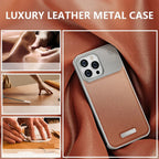 Protective Apple iPhone Back Cover - Luxury Leather Metal iPhone Case with magsafe - Style 5