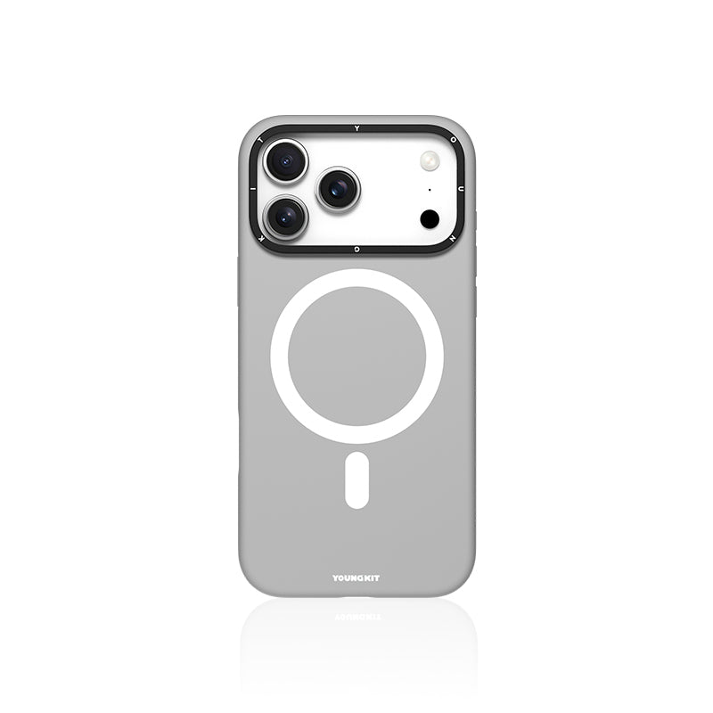 iPhone 17 Pro Max / 18 Pro Max Case | YOUNGKIT Gel Creme Liquid Silicon Camera Stand Series (GREY)