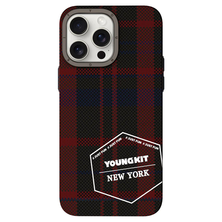 YOUNGKIT City Series NEW YORK 1500D Kevlar Carbon Fibre Magsafe Retro Case for iPhone 15 Pro