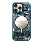 Protective Apple iPhone Back Cover - YOUNGKIT Futuristic Circuit Board Magsafe Case for iPhone 16 ProMax (Blue)