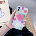 Polka Dot Heart Phone Holder Custom Slim Soft Cases Mobile Case by CoverMeUp - Style 2