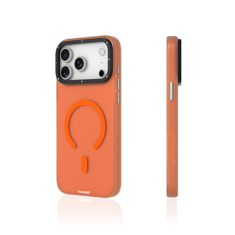 Protective Apple iPhone Back Cover - YOUNGKIT Hidden Sand Series Magsafe Case for iPhone 17 Pro Max (Orange) - Style 3