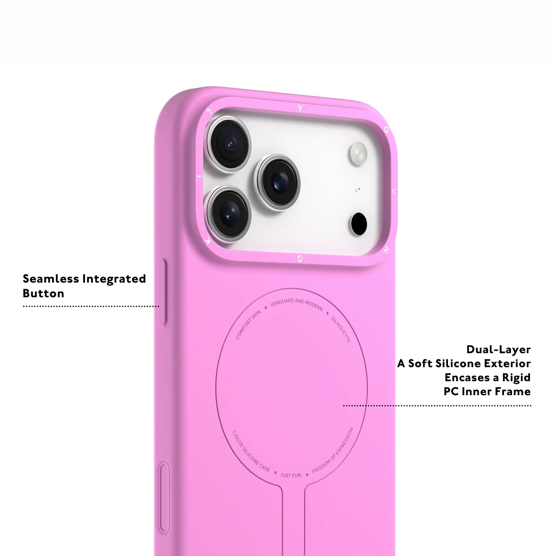 Protective Apple iPhone Back Cover - YOUNGKIT Morandi Silicon Case for iPhone 17 Pro (PINK) - Style 3