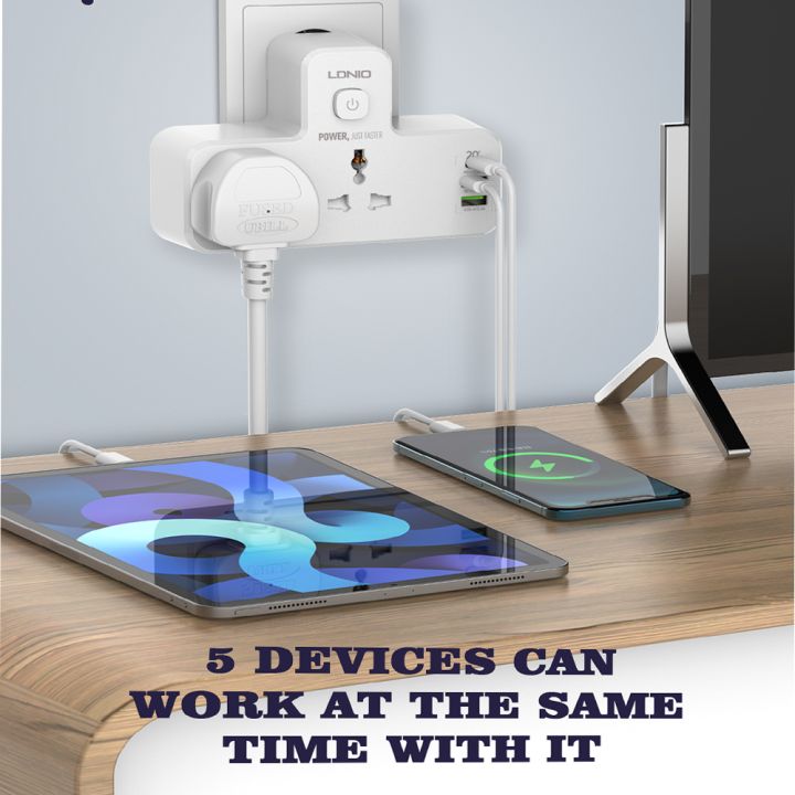 Smart Power Hub With Touch Control Night Lamp