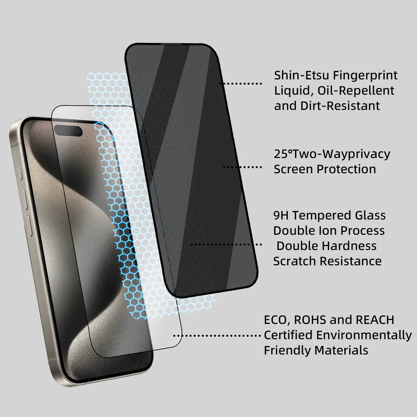 Protective Apple iPhone Back Cover - iPhone 16 Series Privacy Tempered Glass [ Anti- Spy Glass] - Style 3