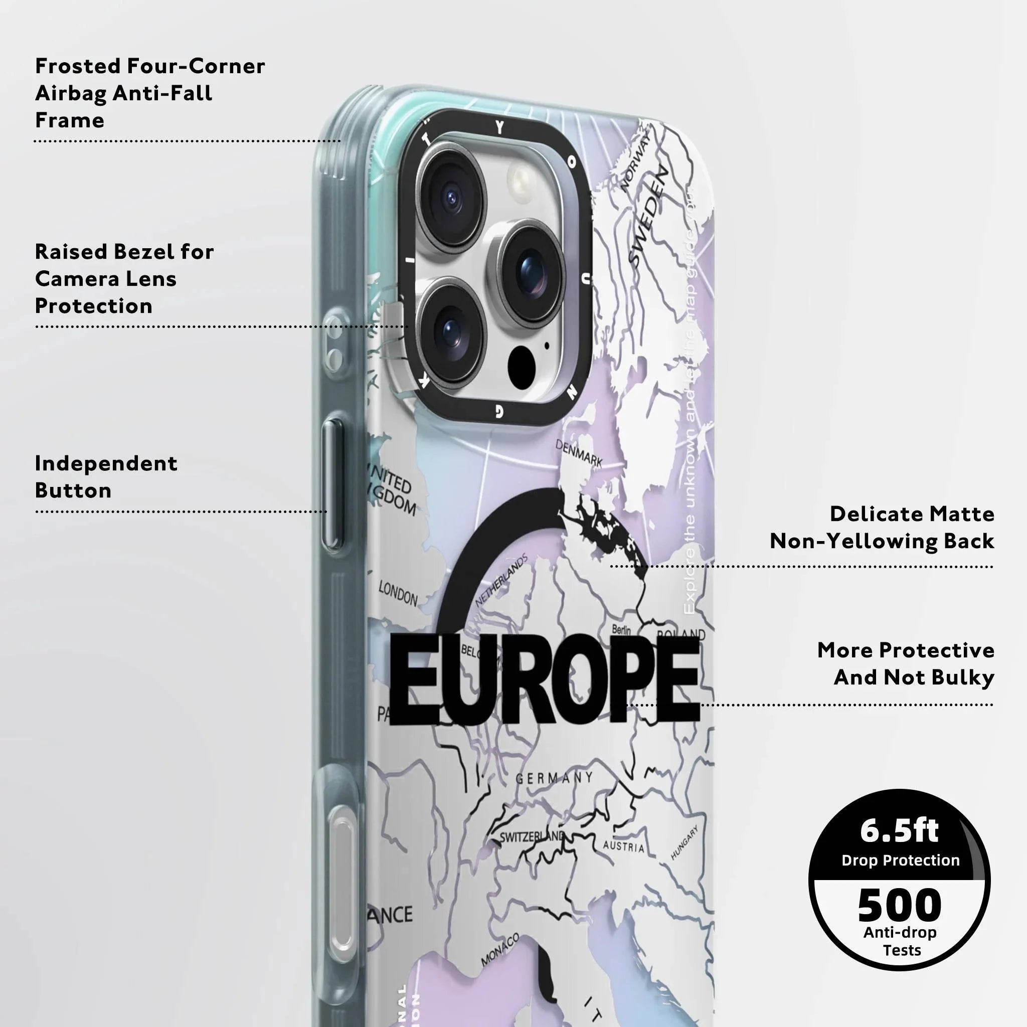 Protective Apple iPhone Back Cover - YOUNGKIT Artistic Continent Map Graphic Case - iPhone - Style 15