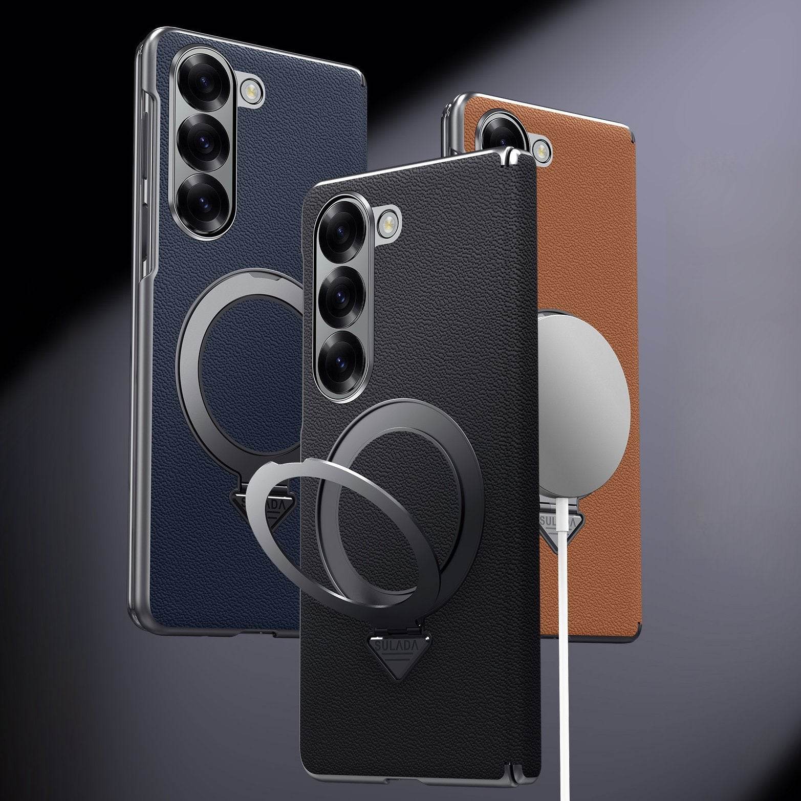 Galaxy Z Fold Series Infinity Luxe Leather Kickstand Case Mobile Case by CoverMeUp - Style 2