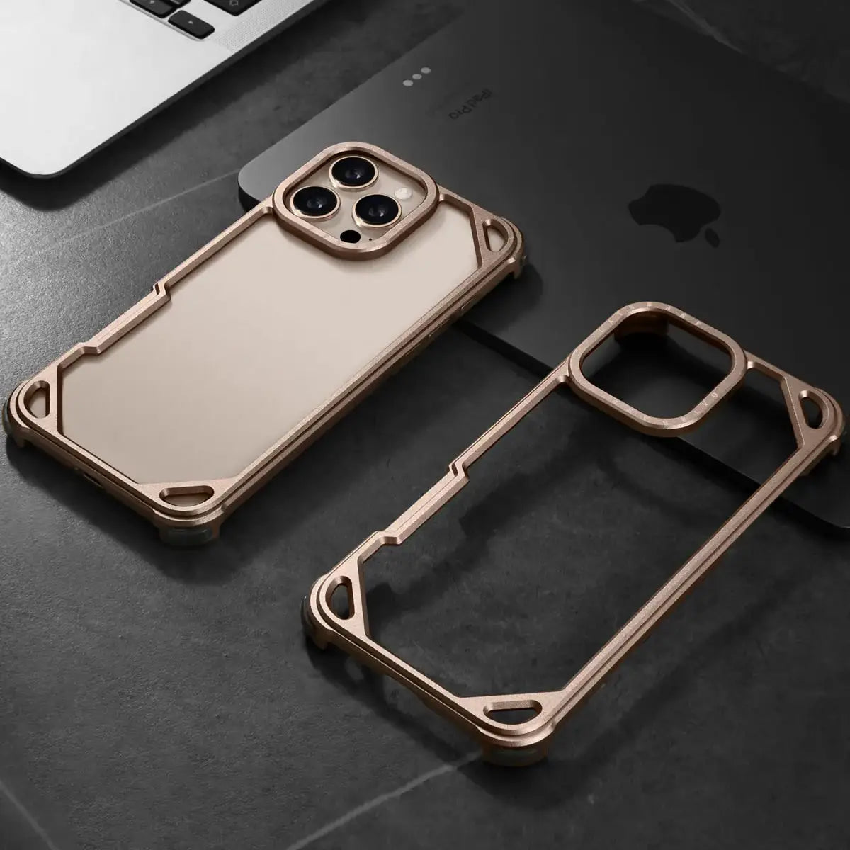 Protective Apple iPhone Back Cover - Forged Hollow Metal Guard Case - iPhone - Style 3