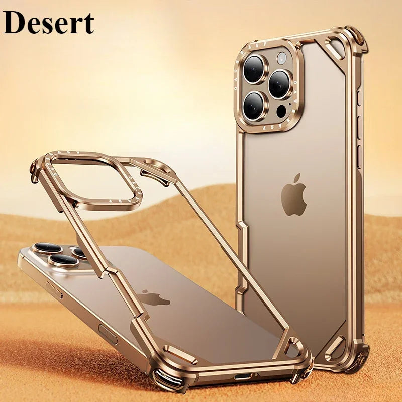 Protective Apple iPhone Back Cover - Forged Hollow Metal Guard Case - iPhone - Style 2