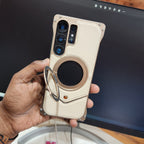 Samsung Galaxy S25 Ultra Leather Metal Bumper Case with Magsafe & Stand - Desert Mobile Case by CoverMeUp - Style 8
