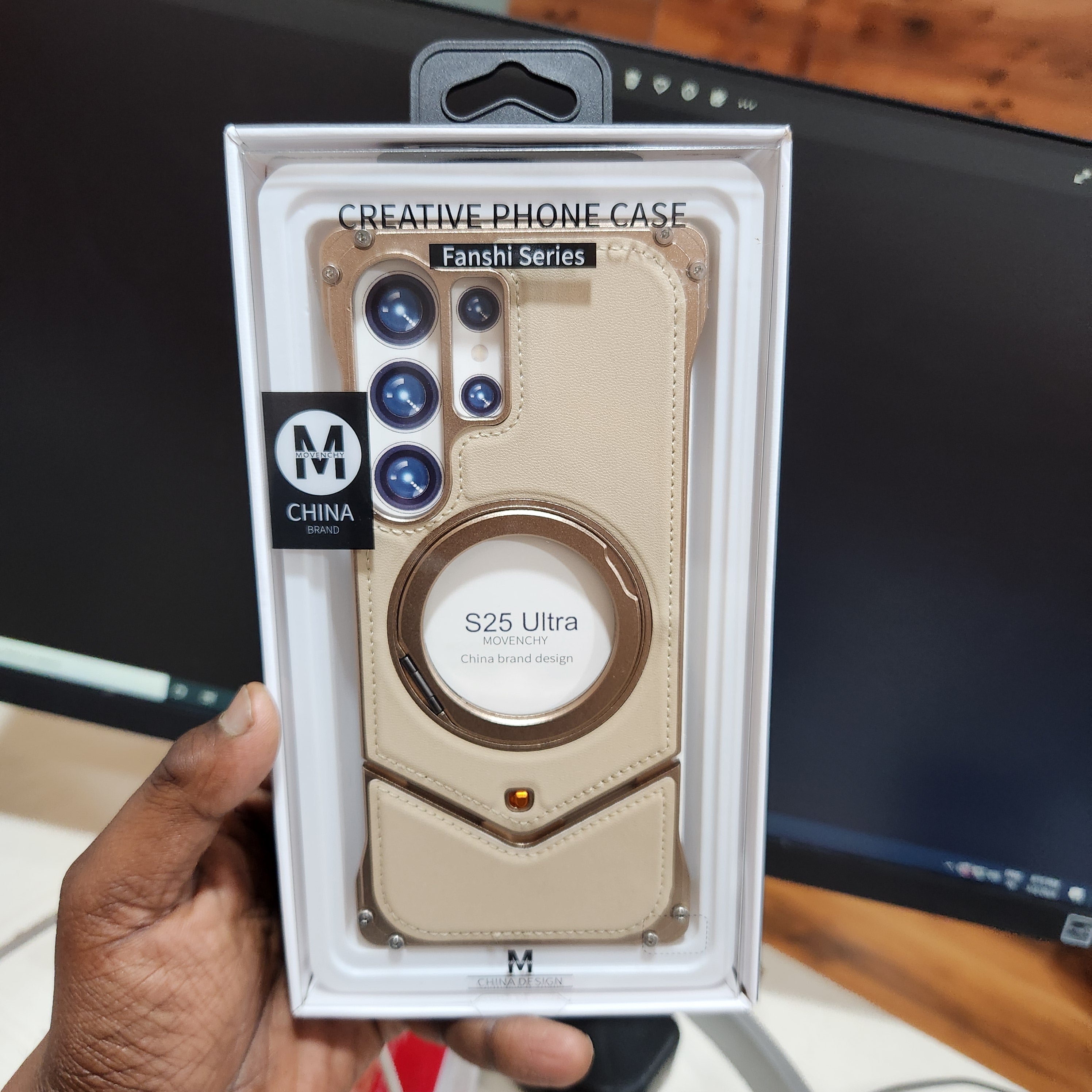Samsung Galaxy S25 Ultra Leather Metal Bumper Case with Magsafe & Stand - Desert Mobile Case by CoverMeUp - Style 10