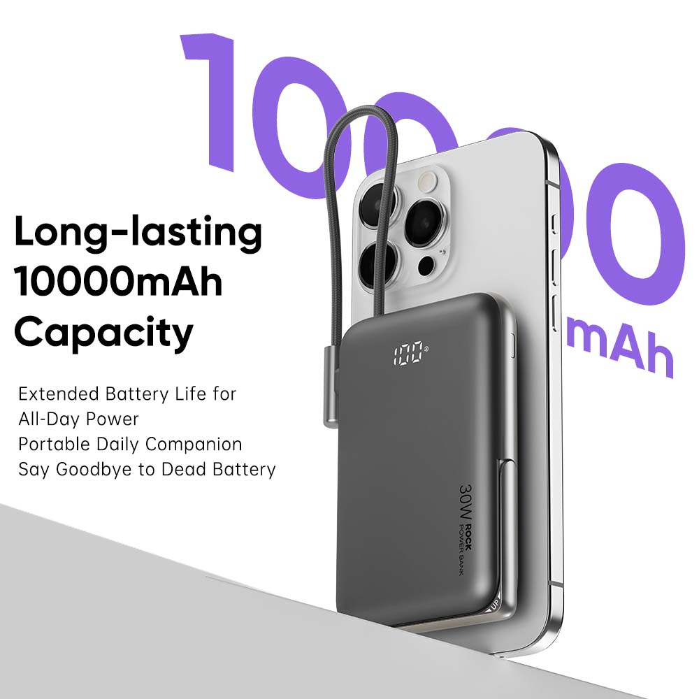 Rock Mag Grip 30W 10000 mAh Magnetic Wireless Power Bank