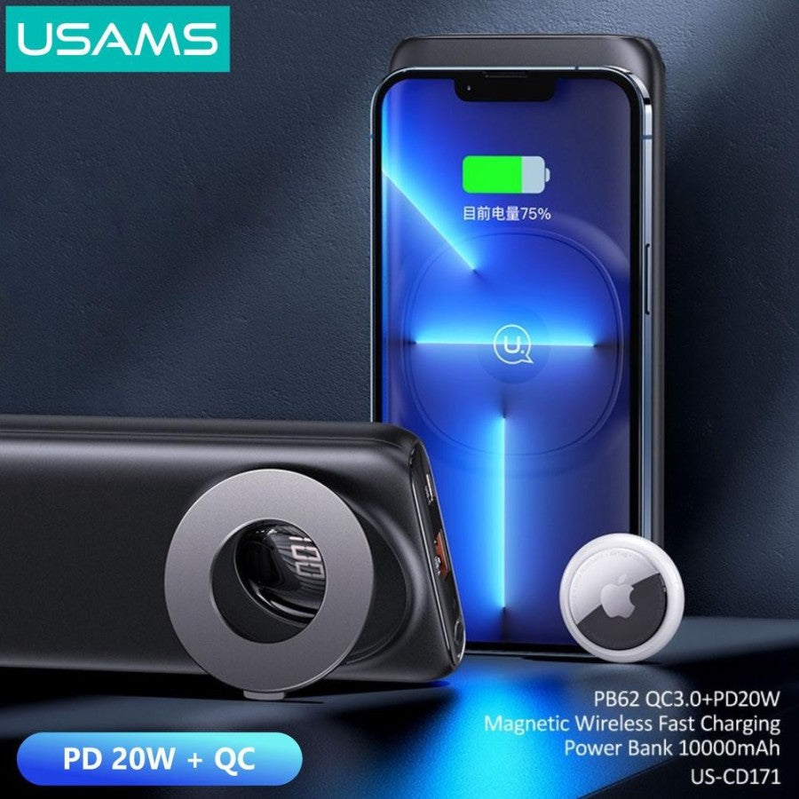 USAMS UltraCharge Magnetic Wireless 20W 10000mAh Power Bank