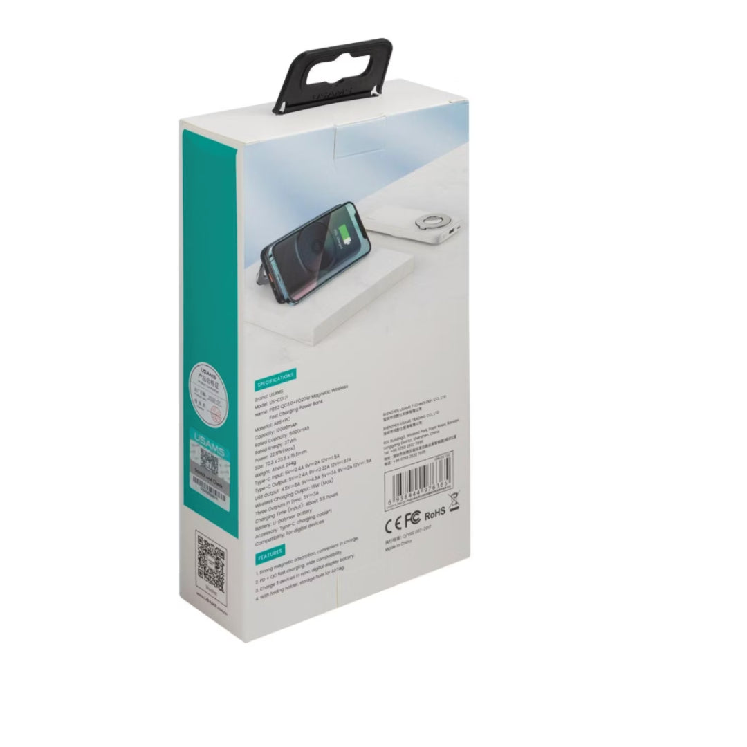 USAMS UltraCharge Magnetic Wireless 20W 10000mAh Power Bank