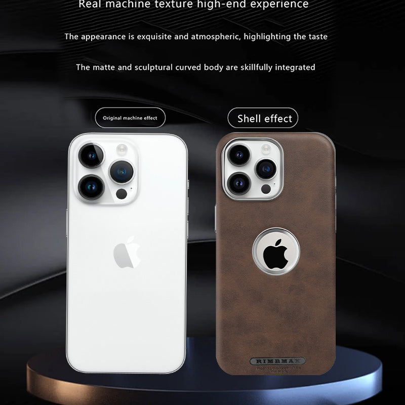 Protective Apple iPhone Back Cover - Leather Edge Logo Case - iPhone - Style 7