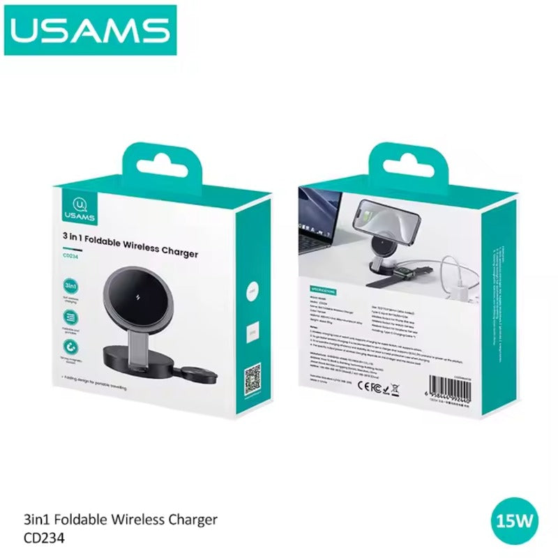 USAMS Multi-Functional Foldable MagSafe Wireless Charger