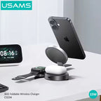 USAMS Multi-Functional Foldable MagSafe Wireless Charger Mobile Case by CoverMeUp - Style 2