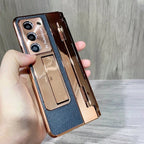Galaxy Z Fold Series Elegant Plating Leather Stand Case Mobile Case by CoverMeUp - Style 5