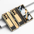 Galaxy Z Fold Series Elegant Plating Leather Stand Case Mobile Case by CoverMeUp - Style 8