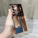 Galaxy Z Fold Series Elegant Plating Leather Stand Case Mobile Case by CoverMeUp - Style 7
