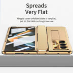 Galaxy Z Fold Series Elegant Plating Leather Stand Case Mobile Case by CoverMeUp - Style 13