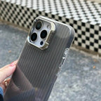 Protective Apple iPhone Back Cover - Elegant Groove Pattern Lens Bracket Case - iPhone - Style 3
