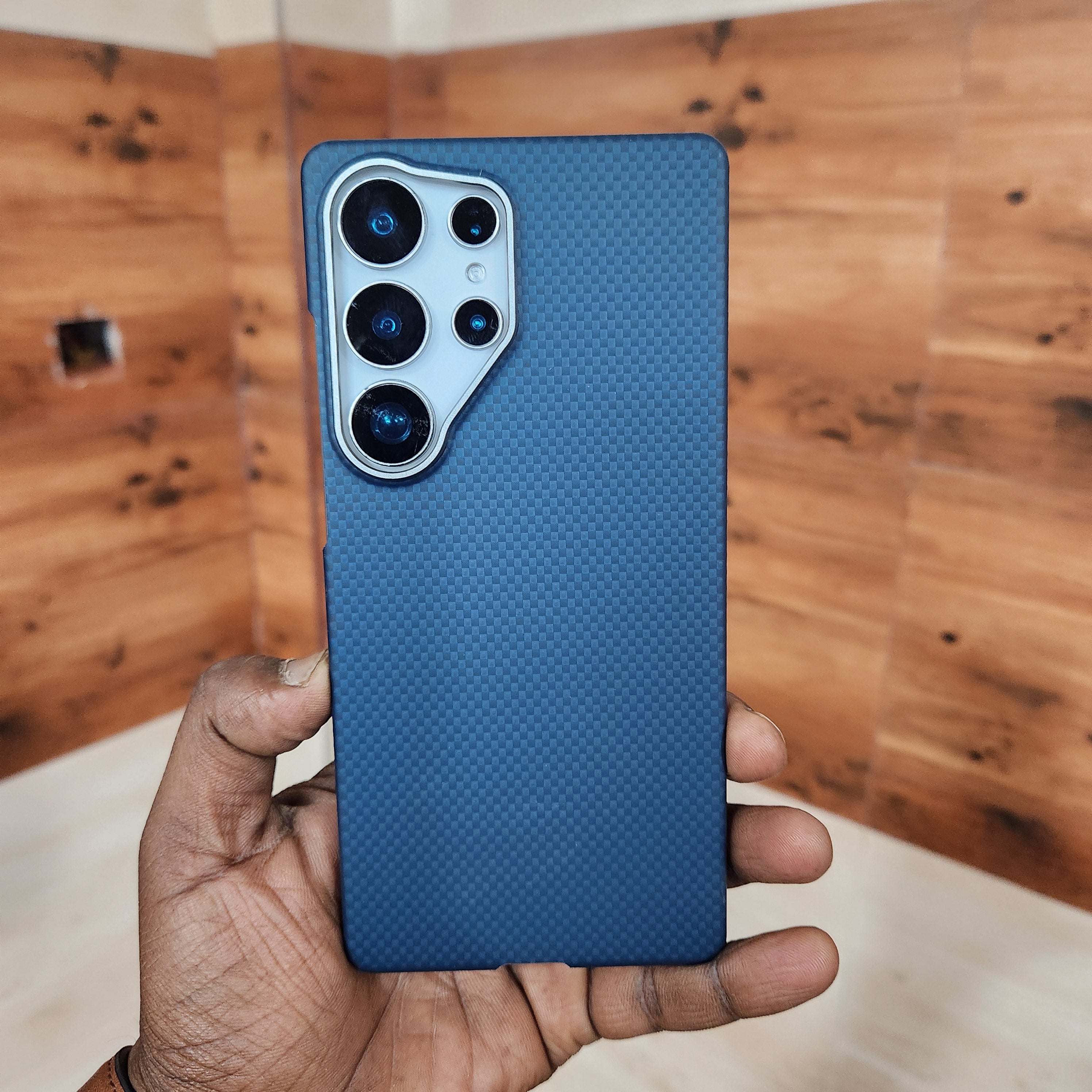 Samsung Galaxy S25 Ultra X-Level Ultathin 0.5mm Carbon Fiber Pattern Case with Magsafe - Blue Mobile Case by CoverMeUp - Style 4