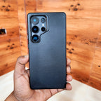 Samsung Galaxy S25 Ultra Plain Leather Back Cover Case - Black Mobile Case by CoverMeUp - Style 2