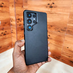 Samsung Galaxy S25 Ultra Plain Leather Back Cover Case - Black Mobile Case by CoverMeUp - Style 5