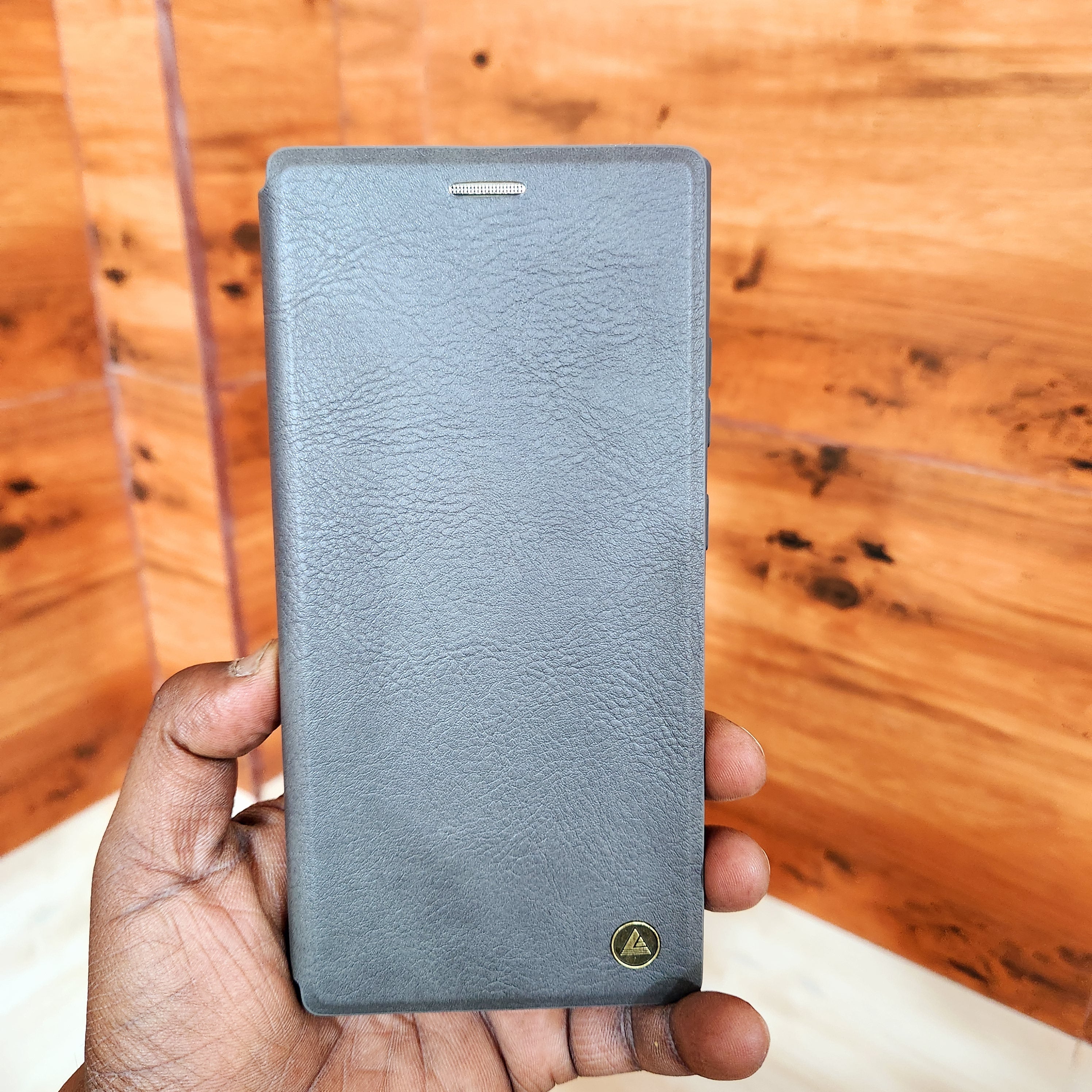 Samsung Galaxy S25 Ultra Plain Leather Flip Case with Card Holder - Gray Mobile Case by CoverMeUp