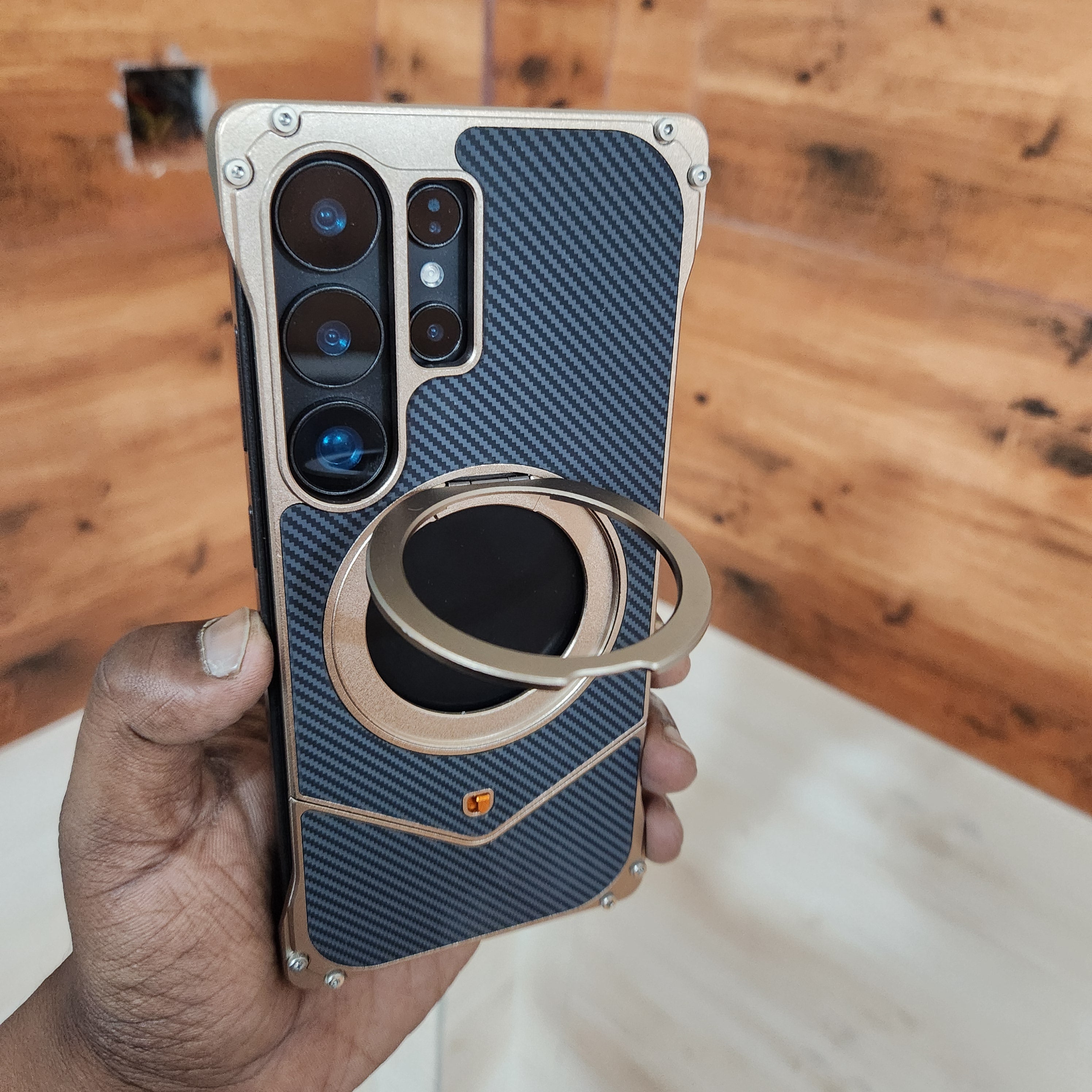 Samsung Galaxy S25 Ultra Carbon Metal Bumper Case with Magsafe & Stand - Desert Mobile Case by CoverMeUp - Style 4