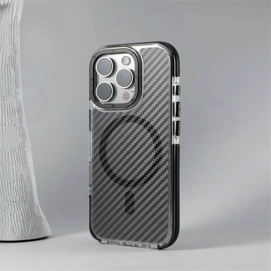 Protective Apple iPhone Back Cover - Rugged Elite Magnetic Carbon Fiber Case - iPhone - Style 2