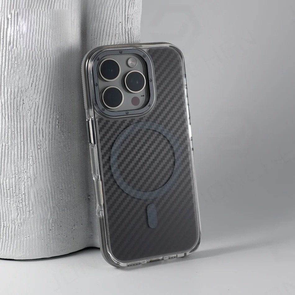 Protective Apple iPhone Back Cover - Rugged Elite Magnetic Carbon Fiber Case - iPhone - Style 3