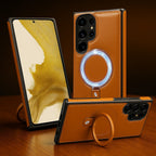 Luxe Leather Magnetic Ring Holder Case - Samsung Mobile Case by CoverMeUp