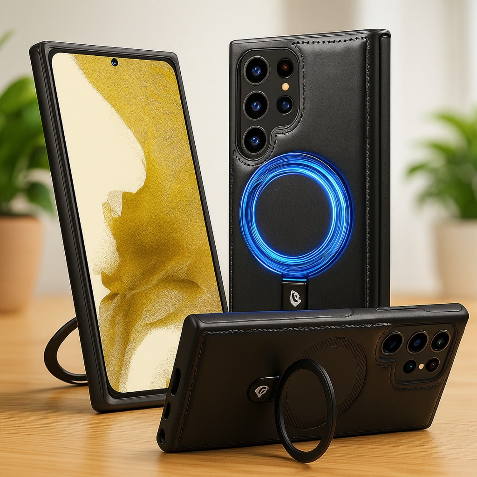 Luxe Leather Magnetic Ring Holder Case - Samsung Mobile Case by CoverMeUp - Style 4