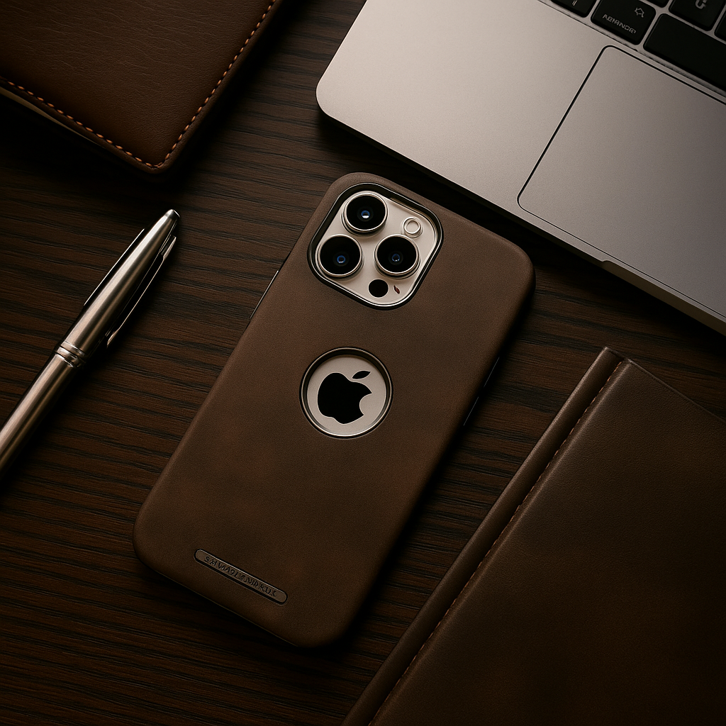 Protective Apple iPhone Back Cover - Leather Edge Logo Case - iPhone - Style 4